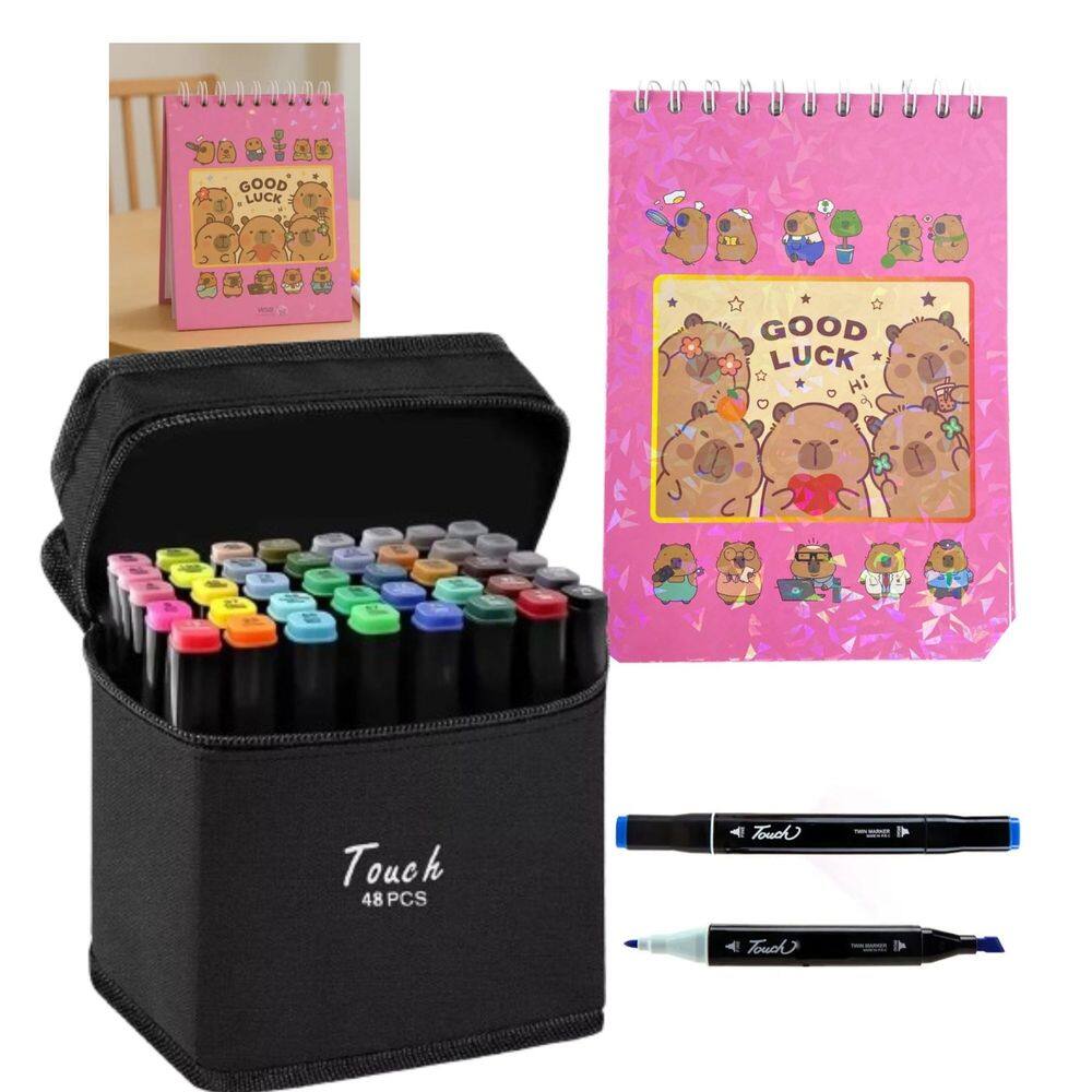 Canetinhas 48 Cores Livro Pintar Capivara 50 Paginas Divertida Desenho Hobbie Lazer Pintura