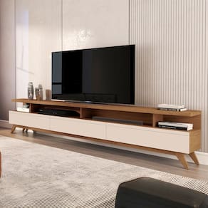 Rack para TV 86 Polegadas Vivare 3 Gavetas Freijó/Off White - Giga Móveis