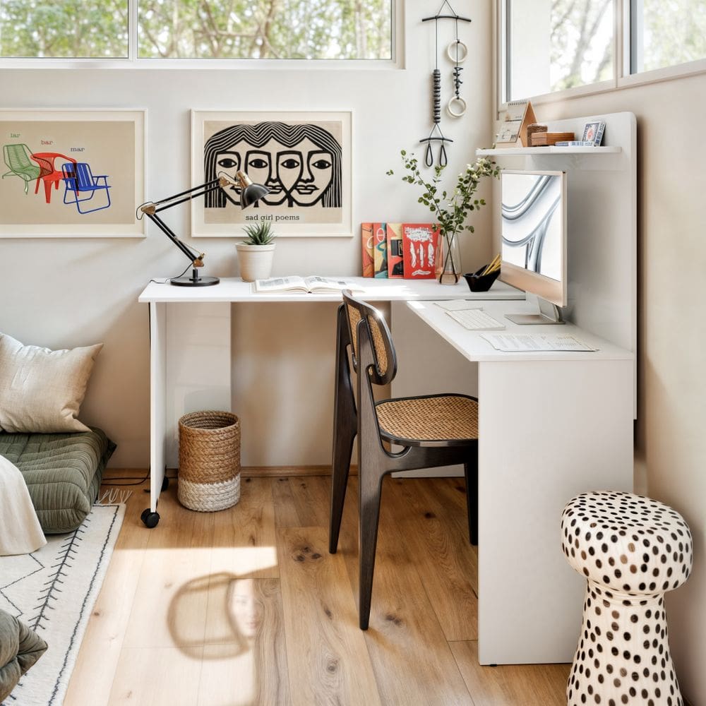 Escrivaninha em L de Canto 3 em 1 Com Rodízios Home Office Ej Móveis