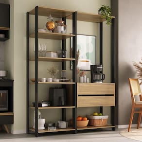 Armário de Cozinha Modulada Compacta 135cm 2 Peças com 2 Gavetas Multimóveis MP2284
