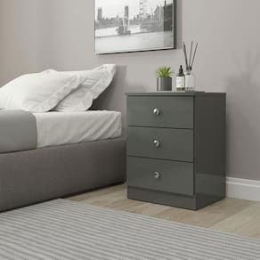 Mesa de Cabeceira 3 Gavetas para Quarto 40x55cm Cinza 6509 Menu Móveis
