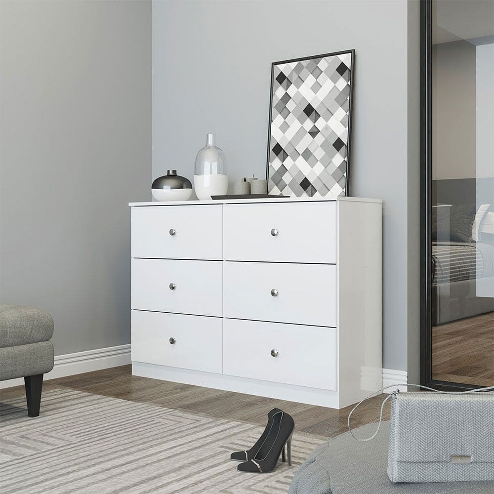 Cômoda Grande com 6 Gavetas 110x80cm Branco 6513 Menu Móveis