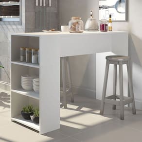 Mesa Bancada Ilha Balcão Gourmet 136x92cm MDP Branco 0565 Menu Móveis