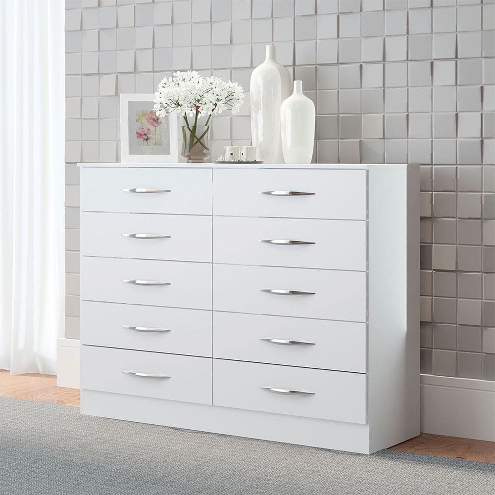 Cômoda Casal 10 Gavetas 117x92cm MDP Branco 3017 Menu Móveis