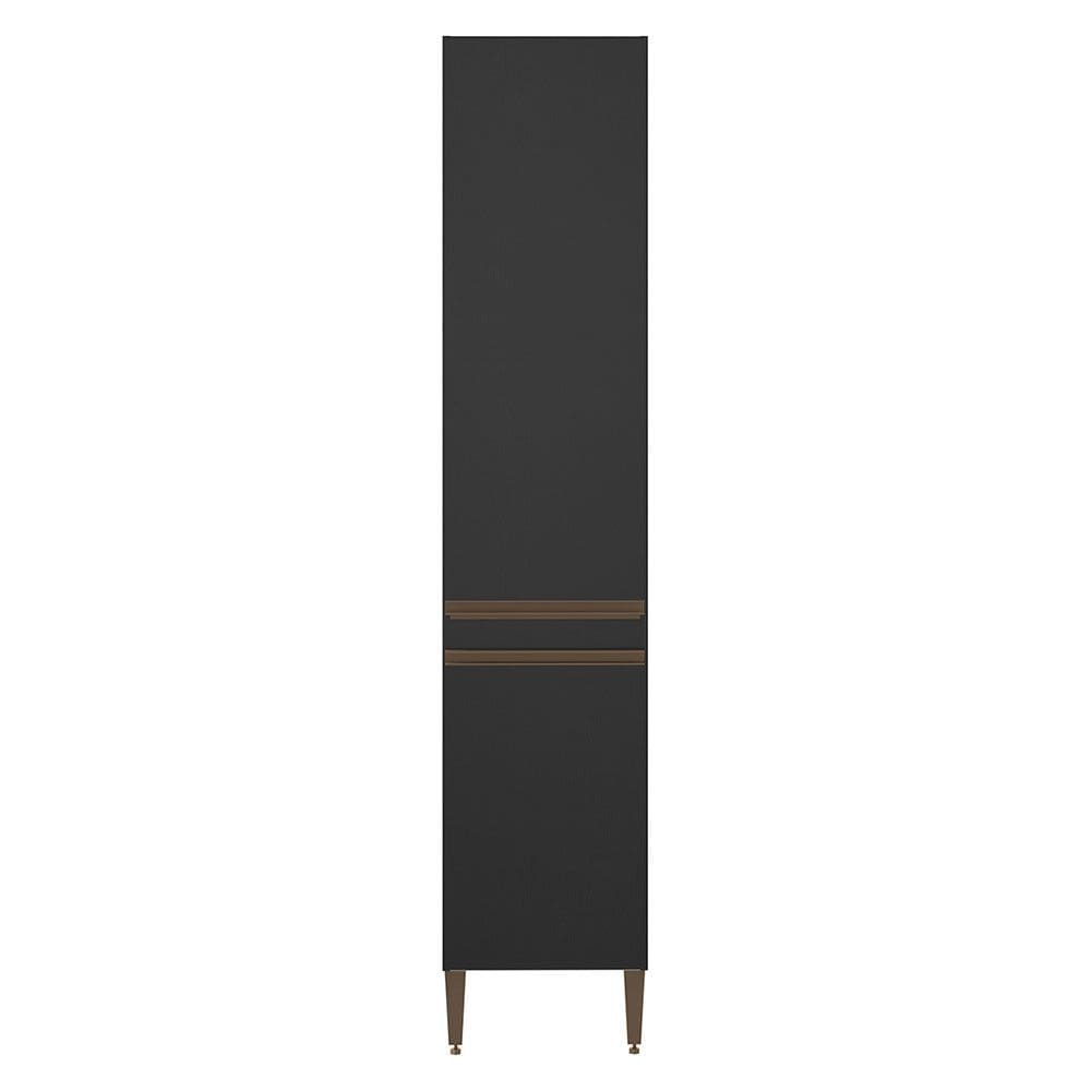 Armário Paneleiro para Cozinha Sabrina 40x202cm 2 Portas MDP Preto Menu Móveis