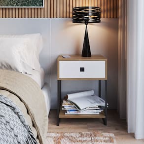 Mesa de Cabeceira para Quarto com 1 Gaveta P1026 Branco