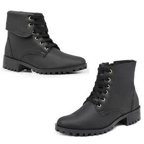 Kit 2 Botas Mid Coturno Cano Médio Feminino