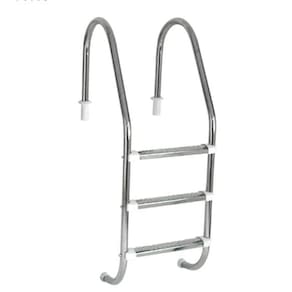 Escada para Piscina Tradicional 1 1/2" em Aço Inox 3 Degraus Anatômicos em Inox - Sodramar