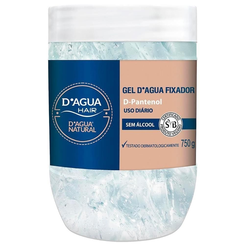 Gel Fixador D`Agua Natural Hair com Provitamina B5 D-Pantenol Sem Álcool 750g