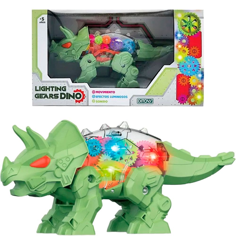 Brinquedo Dinossauro Triceratops Dino Com Luz Som Movimento