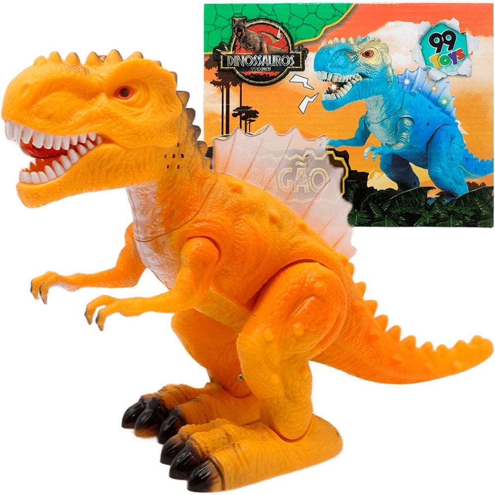 Brinquedo Tiranossauro Rex Dino Com Luz LED Sons Movimentos