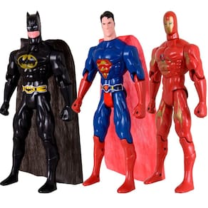 Kit Trio Brinquedos Batmam Super Homem Homem De Ferro 29cm