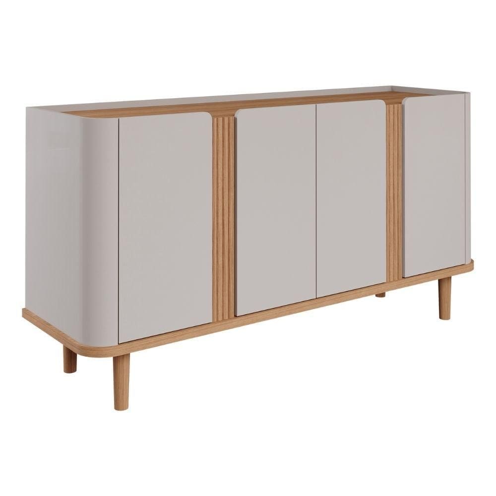Buffet Sala De Jantar 100% MDF 4 Portas Eva Cimol Off White/Nature