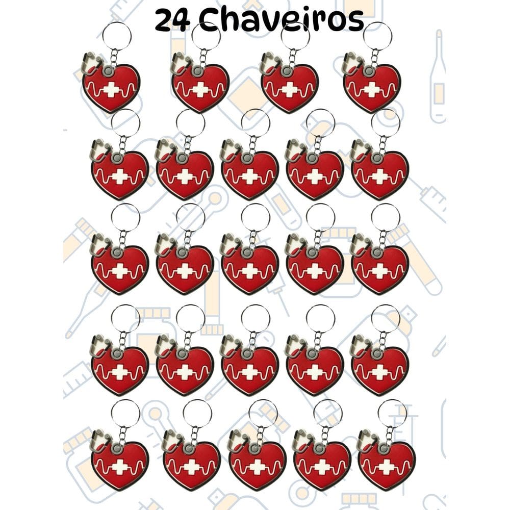 12 ou 24 Chaveiros enfermagem enfermeiro enfermeira chaveiro estetoscópio coração