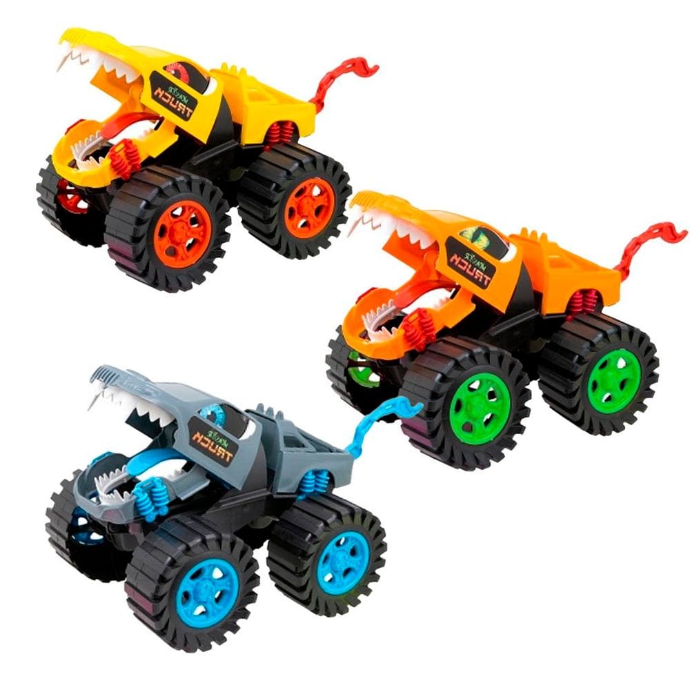Kit Brinquedos Monster Truck Wolf Carrinho Miniatura Fricção 29,5cm