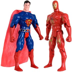 Kit Dupla De Heróis Homem De Ferro Super Homem Articuláveis
