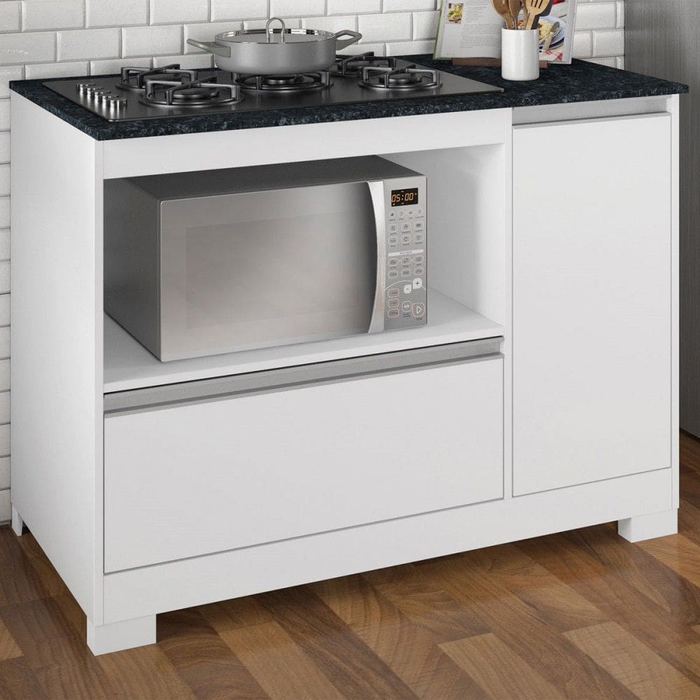 Balcão de Cozinha 1 Porta 1 Gaveta Luca Freijó Branco/Gran - Pnr Móveis