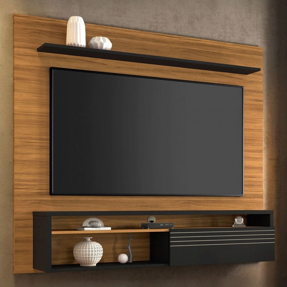 Painel para TV Até 60 Polegadas Eros 1 Porta Freijó Trend/Preto - Pnr Móveis