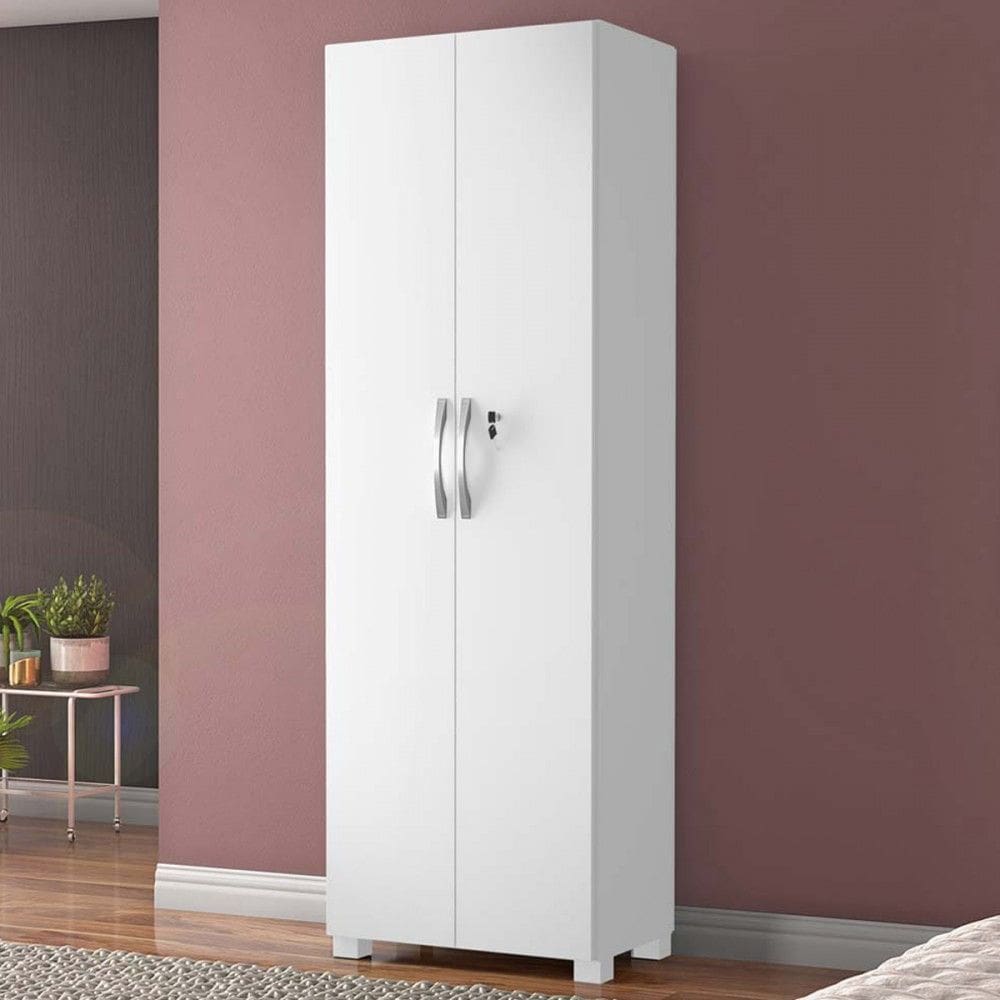 Armário Multiuso 2 Portas 4 Prateleiras Leini Branco - Pnr Móveis