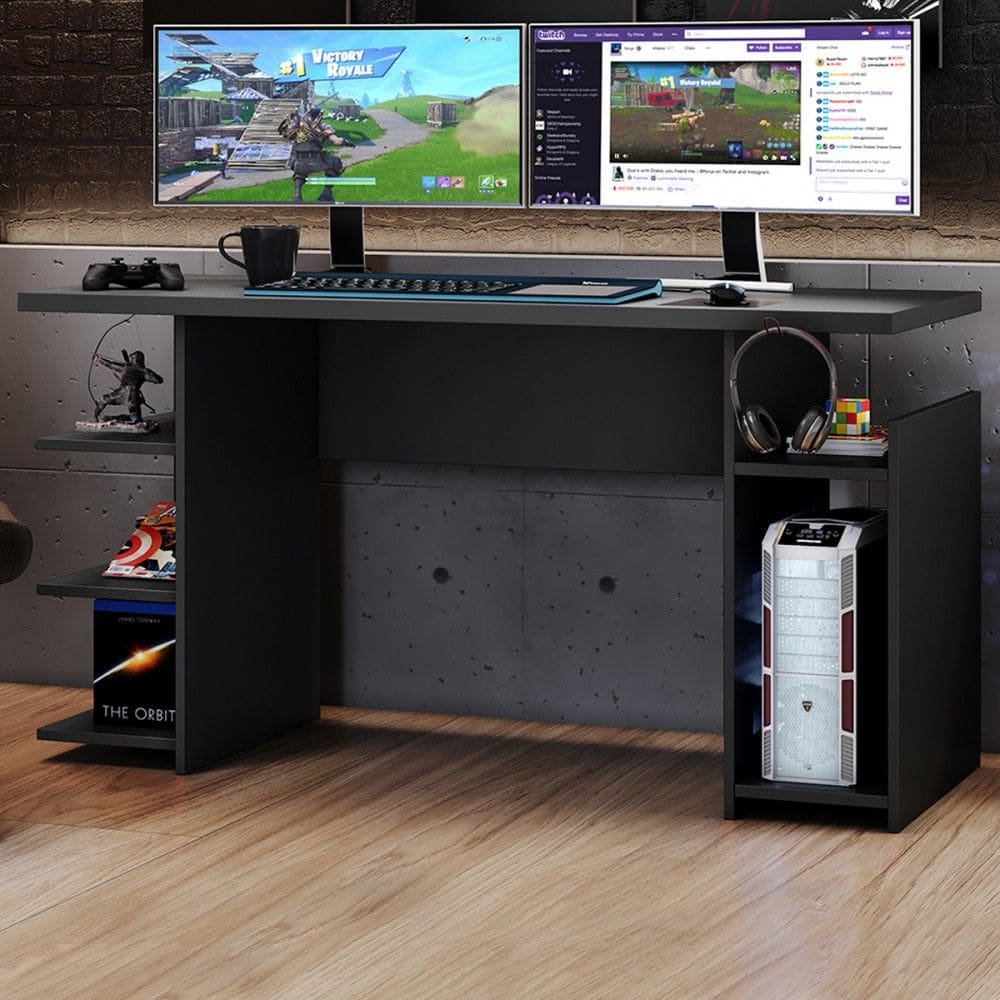 Mesa Gamer Cold 4 Prateleiras Preto Tx - Pnr Móveis