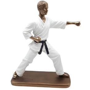 Estatueta Decoração Lutador Jiu-Jítsu Escultura Resina 23cm