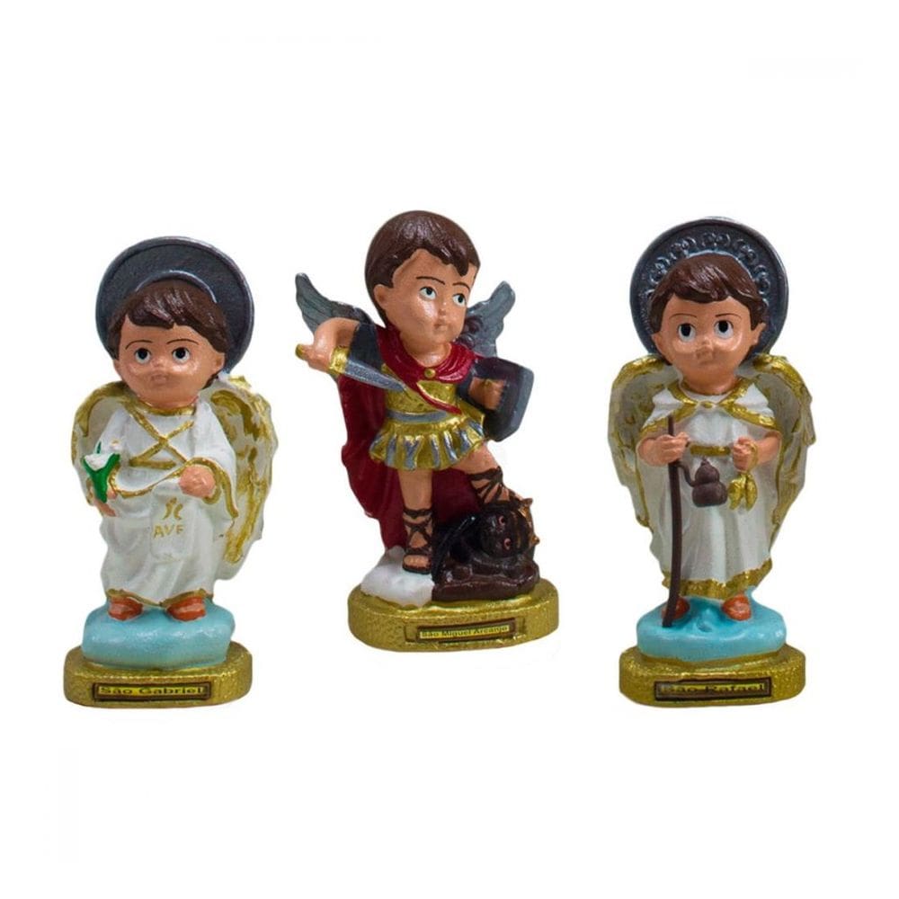 Kit Imagem Três Arcanjos Bebê em Borracha 16cm