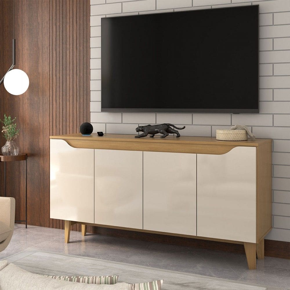 Rack para TV Até 75 Polegadas 4 Portas Royal Natural/Off White - Panorama Móveis