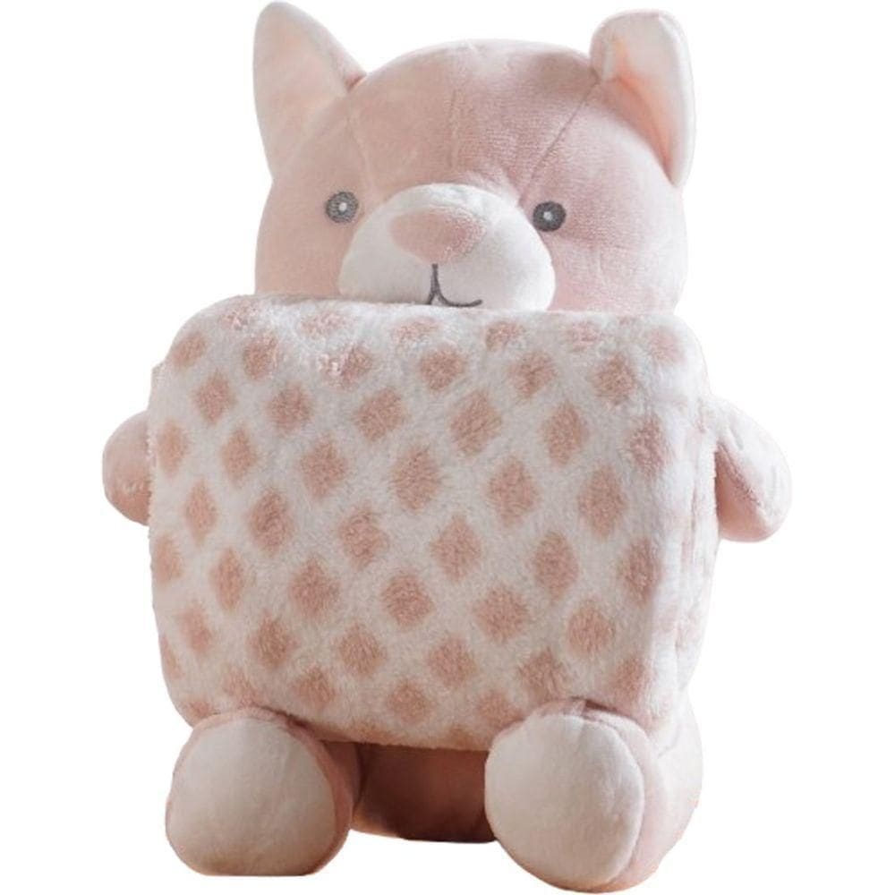 Bichinho De Pelúcia Fazenda New Com Manta Bebê 100x75cm Gatinho