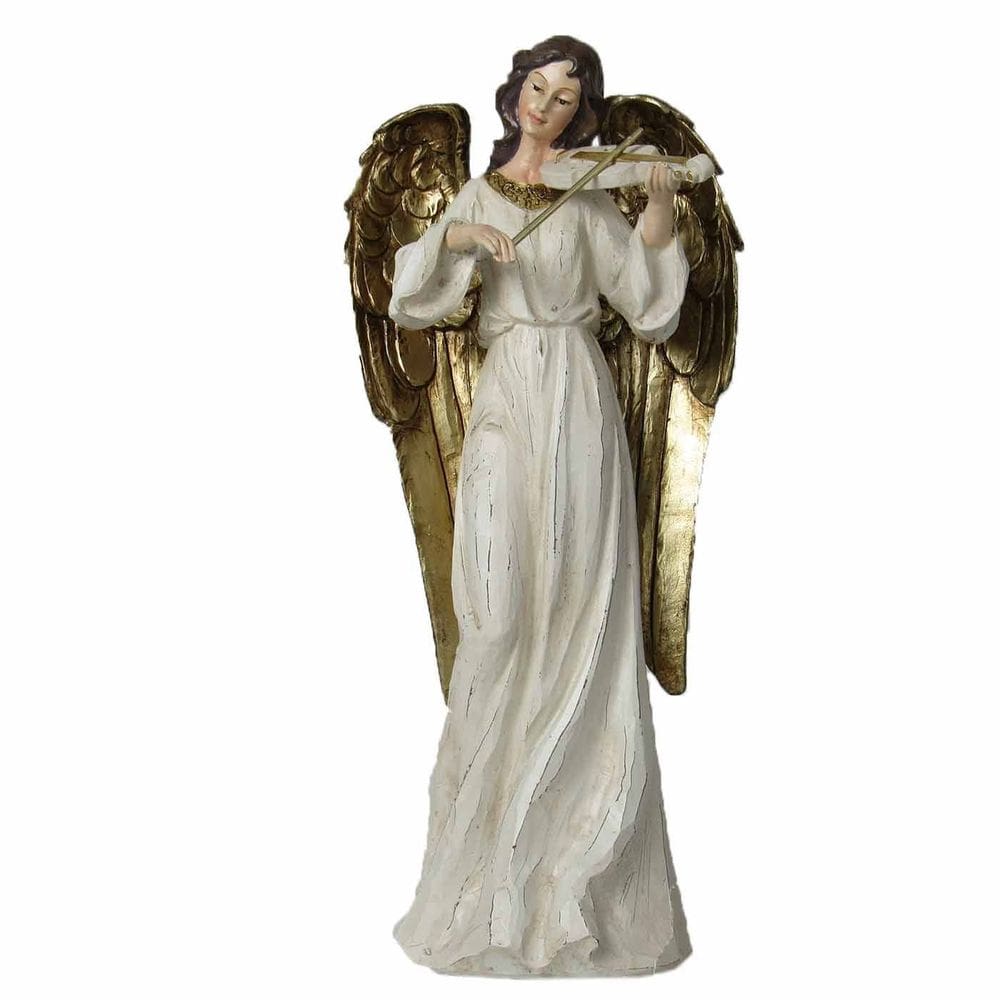 Anjo Decorativo Musico Violinista Resina Enfeite Natal 38cm