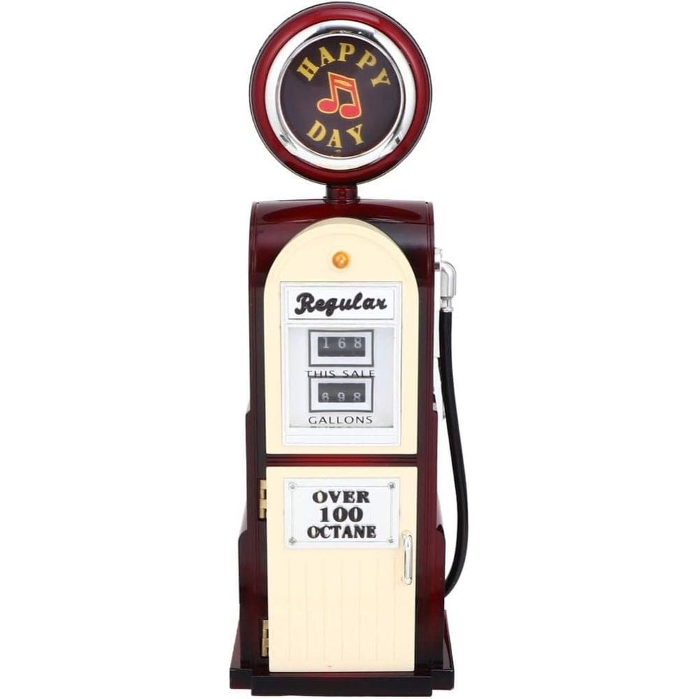 Caixa de Música Posto de Gasolina Decoração Vermelha 31cm