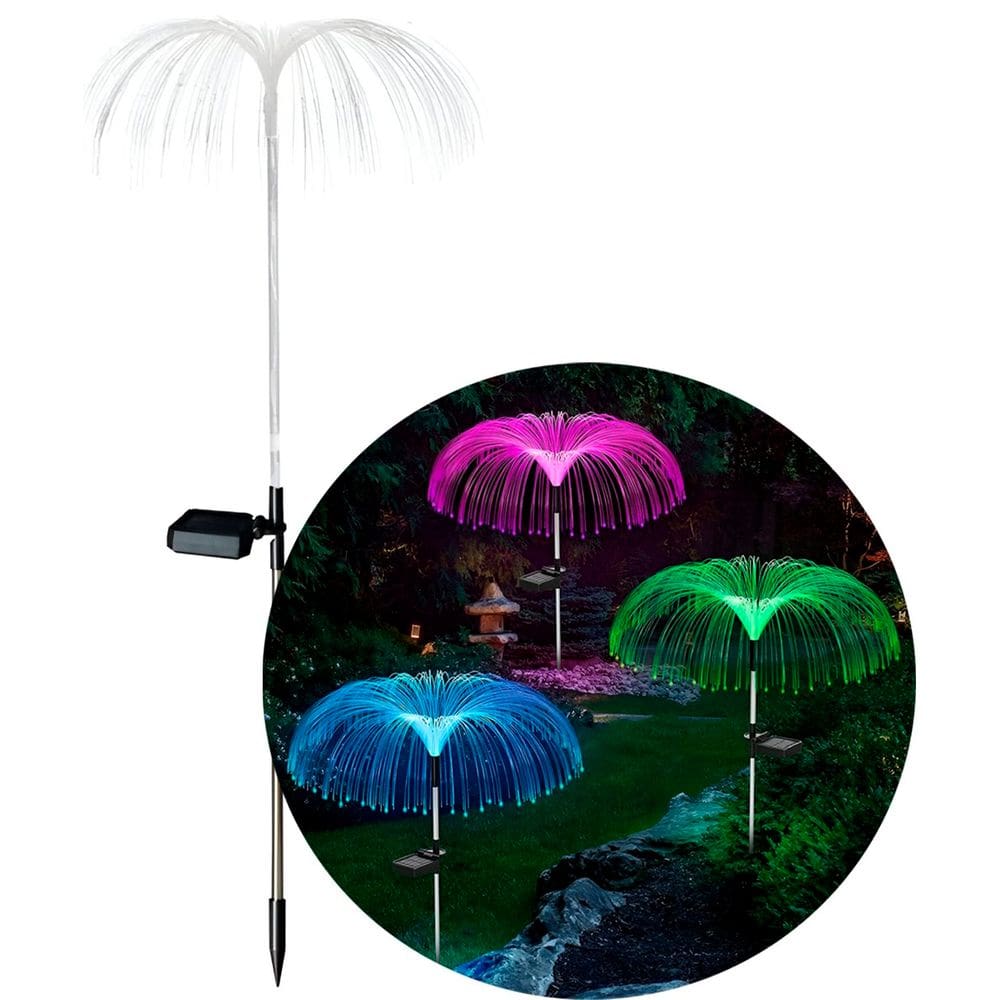 Kit 2 Luminária Solar Decorativa Colorido Luzes LED Jardim