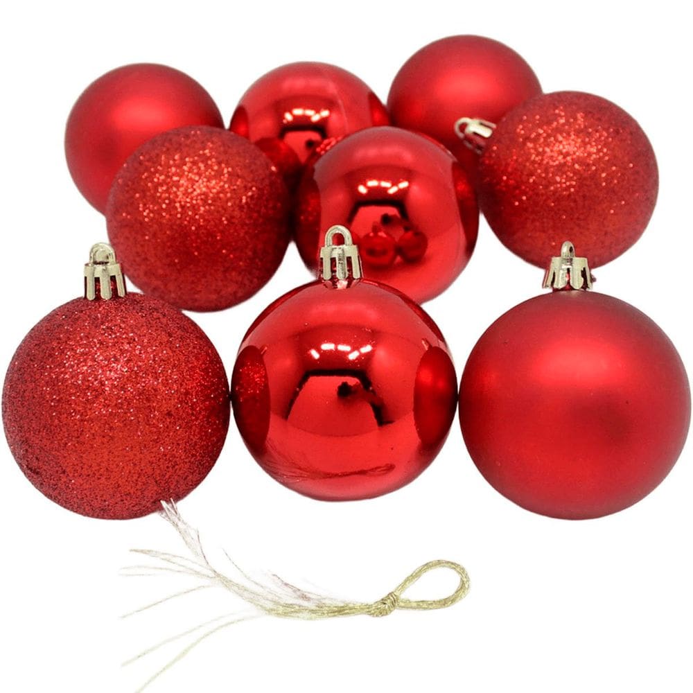 Kit 54 Bolas Vermelha Árvore Natal Fosca Lisa Gliter De 60mm