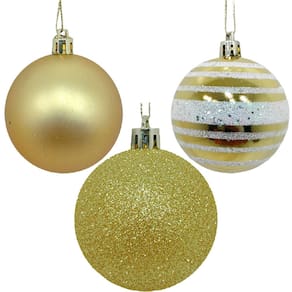 Kit 45 Bolas Enfeite Natalino Árvore De Natal Gliter Dourada