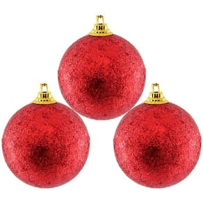 Kit 12 Bolas Enfeite Árvore Natal Vermelha Glitter 4,8cm