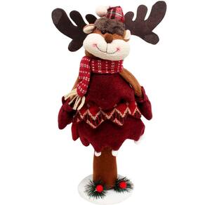 Boneco Decorativo Rena Natalino Em Tecido Com Mola De 40cm