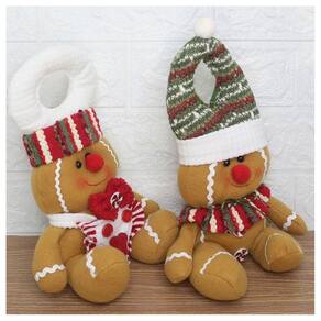 Kit 4 Bonecos Enfeite Maçaneta Natal Biscoito Natalino 26cm
