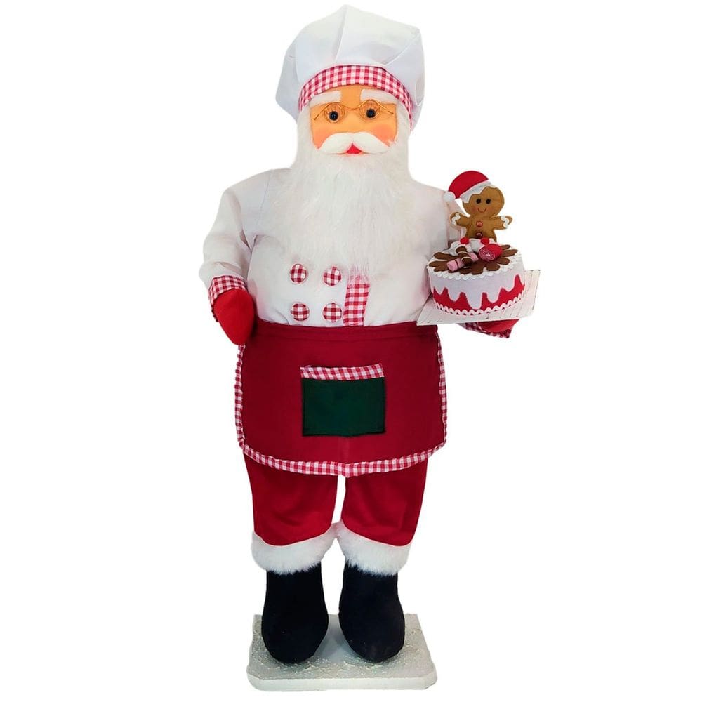 Boneco Natalino Papai Noel Confeiteiro Chefe De Cozinha 90cm
