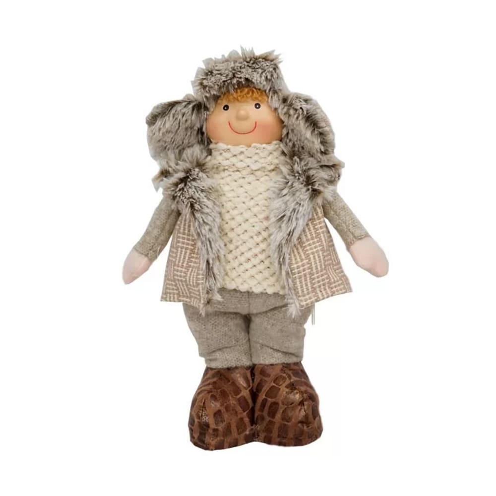 Boneco de Pelúcia Menino Natalino Enfeite de Natal 30cm