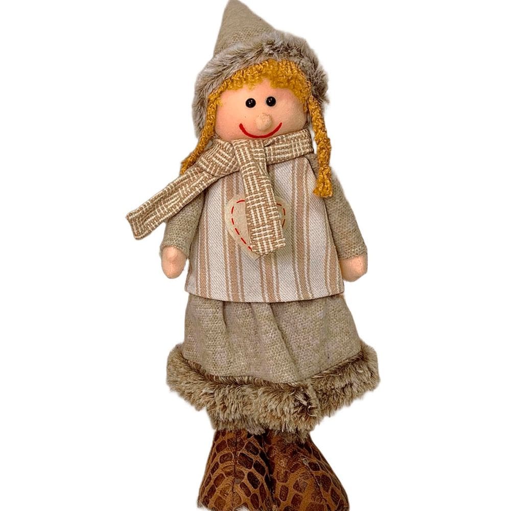 Boneco de Pelúcia Menina Natalino Enfeite de Natal 48cm