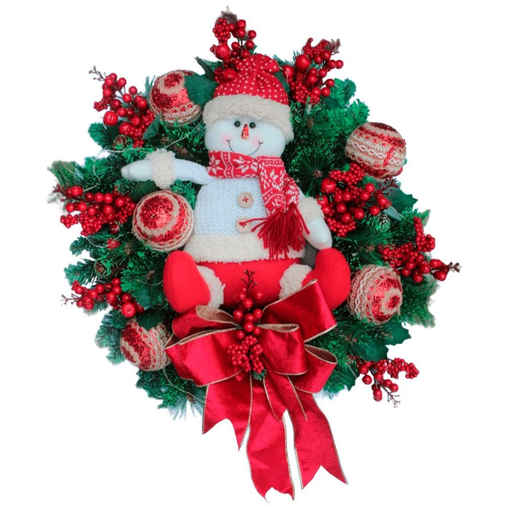Guirlanda Natalina Boneco De Neve Decoração Luzes Leds 60cm