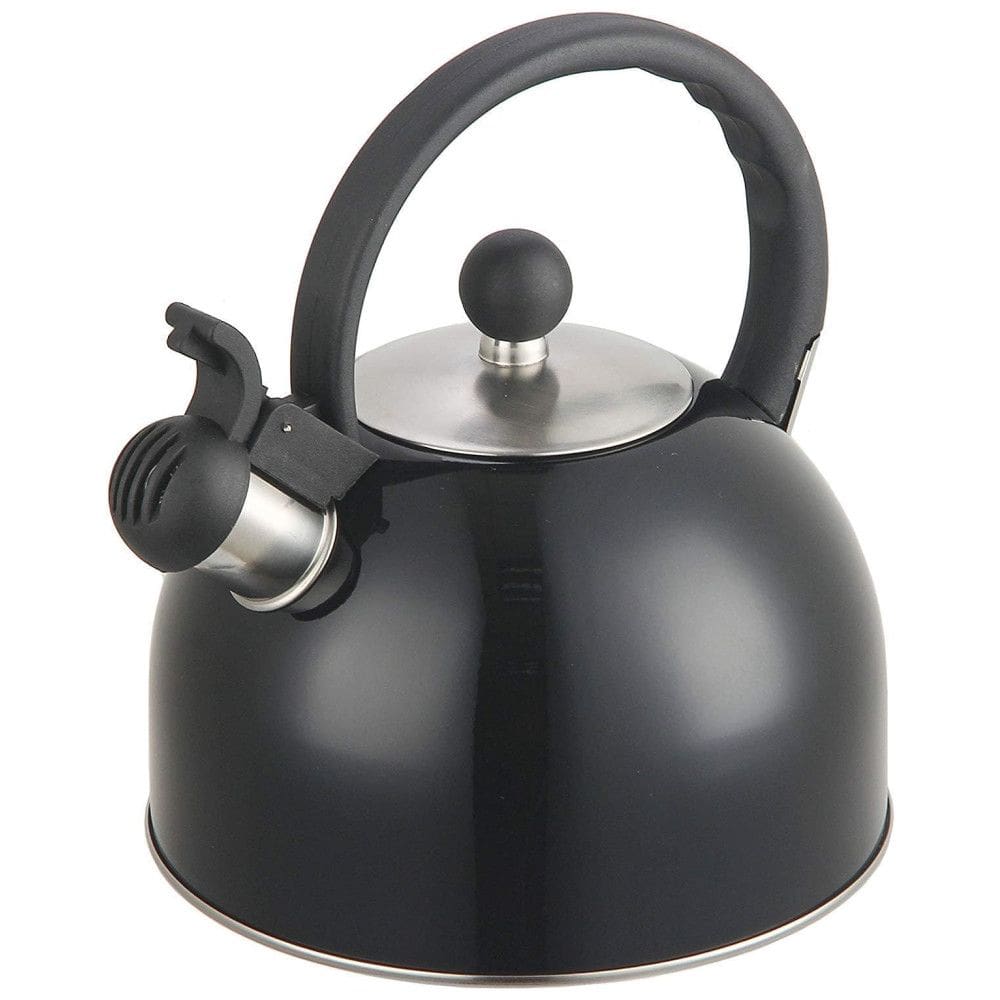 Chaleira de Chá 2L com Apito, Aço Inoxidável e Cabo Ergonômico, DFL INC., Preto