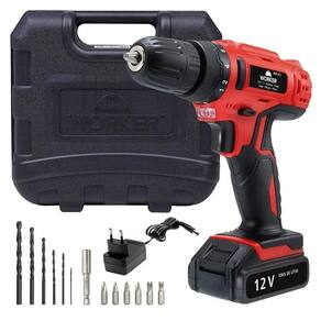 Parafusadeira Furadeira A Bateria 12V Bivolt PFW120 Com Maleta E 13 Acessórios Worker