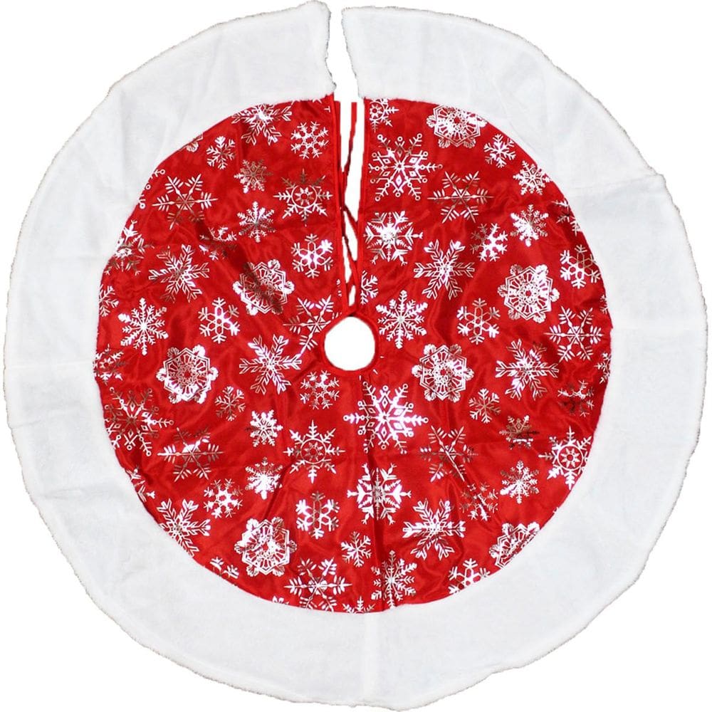 Saia De Árvore Natal Temática Flocos De Neve Natalino 90cm