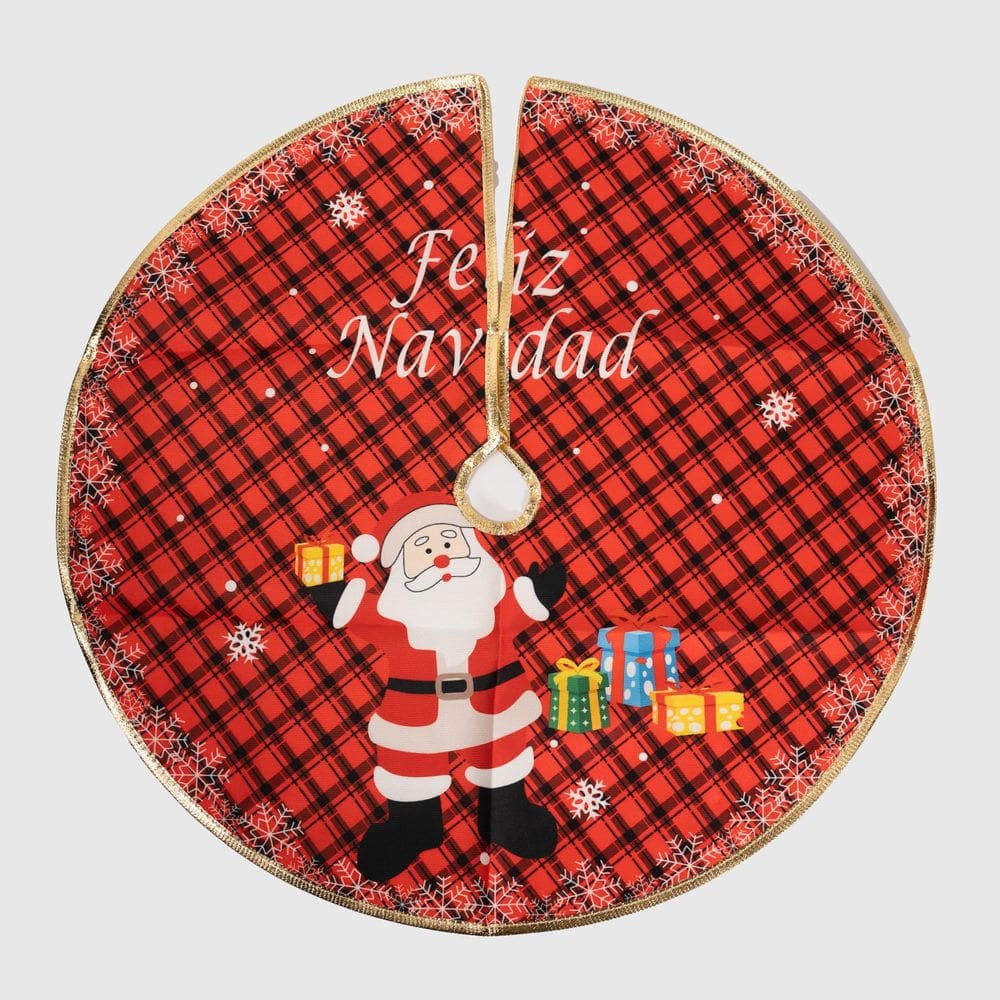 Saia P/ Árvore de Natal Temática Papai Noel Presente 90cm