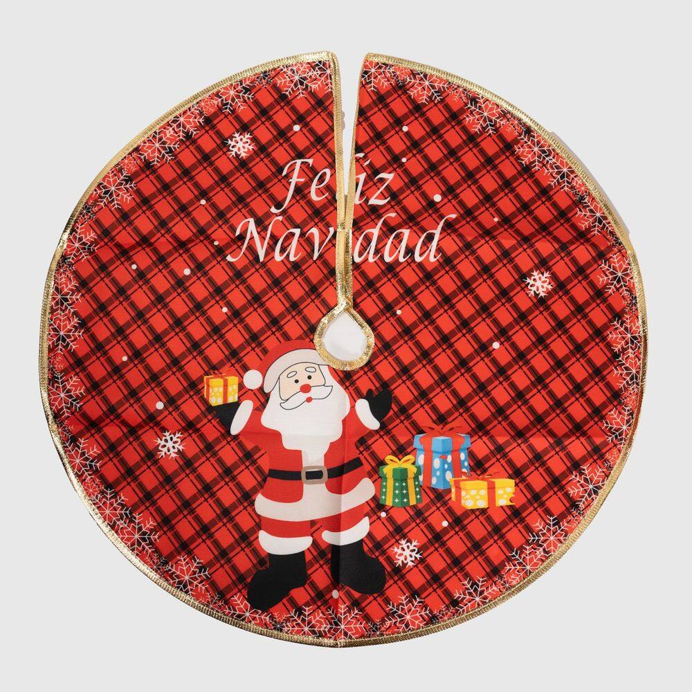 Saia P/ Árvore de Natal Temática Papai Noel Presente 120cm
