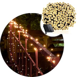 Pisca Cordão 300 Lâmpadas Solar LED Amarelo De Natal De 30m