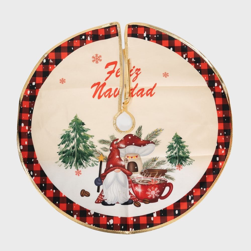 Saia Para Árvore de Natal Temática Papai Noel 120cm