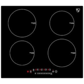 Cooktop Elétrico de Indução para Embutir 24" 60cm, com 4 Queimadores e Controle Digital, 220V 6000W, K&H IN24 6004, Preto