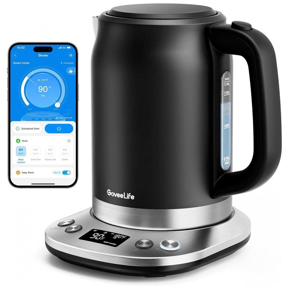 Chaleira Elétrica 1,7 L com Controle de Temperatura Inteligente, 110V 1500W, Govee, Preta