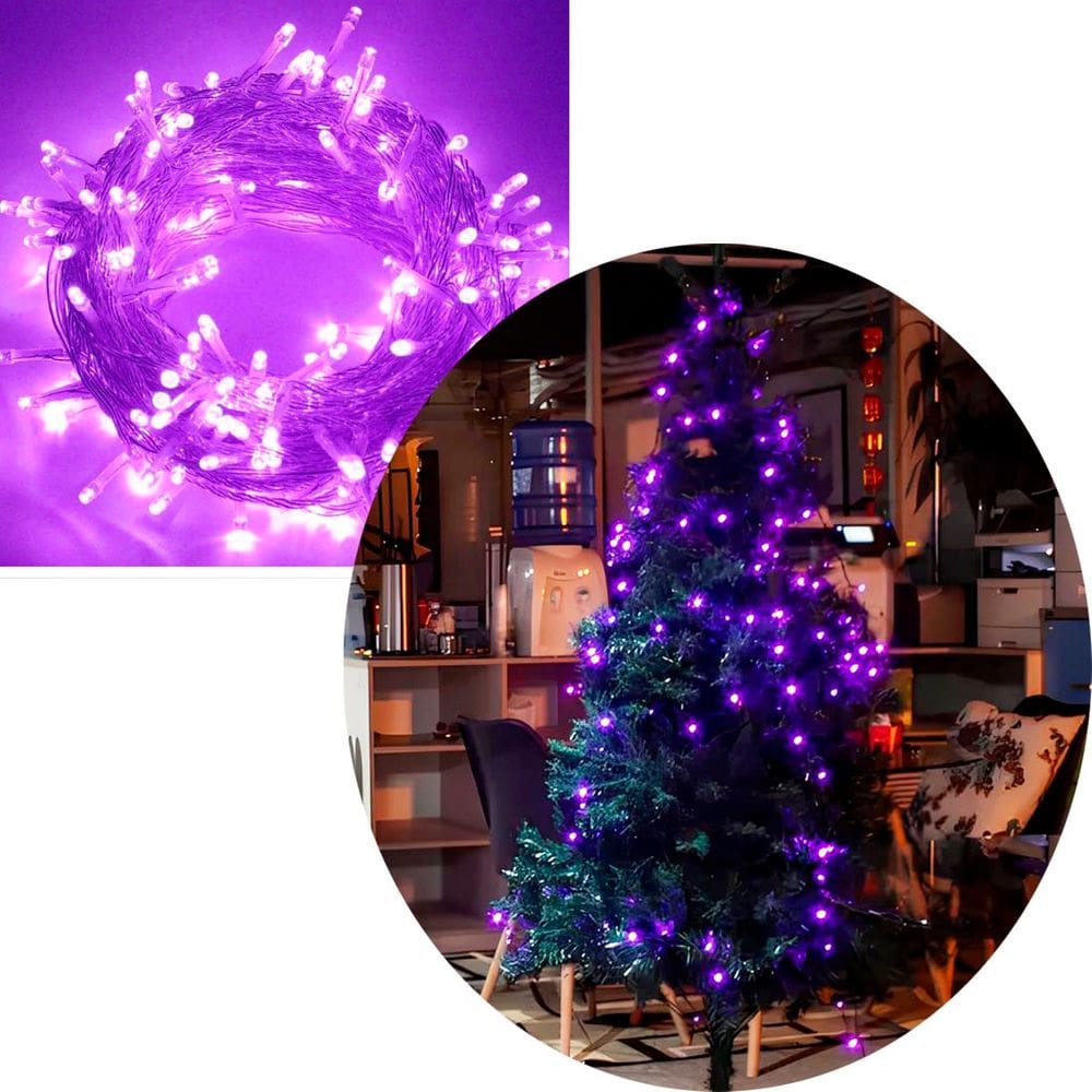 Pisca Cordão 200 Lâmpadas LED Lilás Fio Branco De 220v E 17M